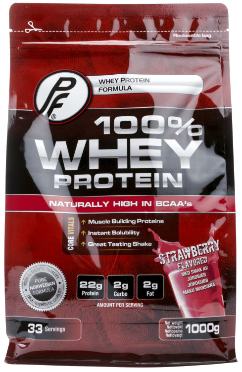 100% Whey Protein Jordbær (PF)