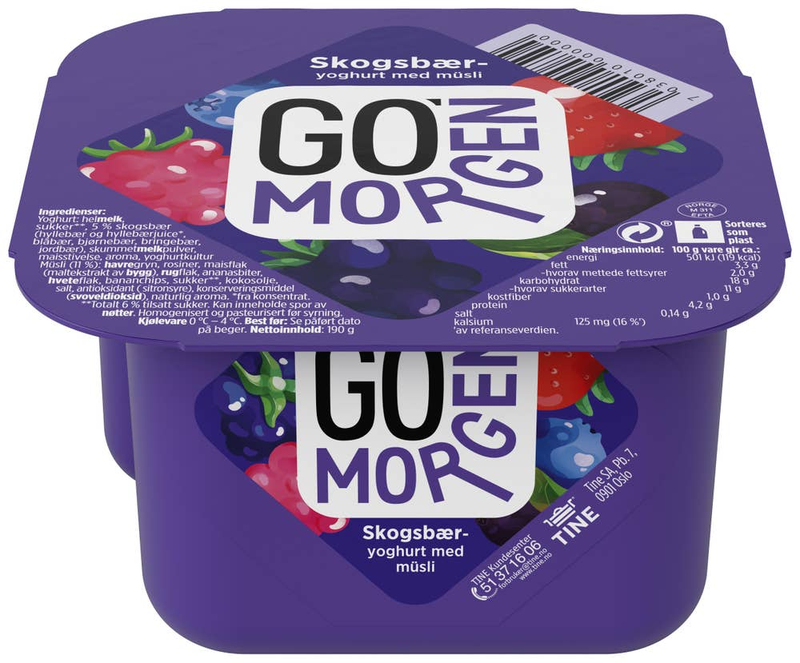 Go'Morgen Skogsbæryoghurt og müsli